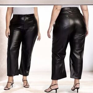 Old Navy Women's Black Cropped Leather Pants